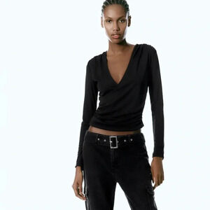 ZARA DRAPED CROSSOVER TOP